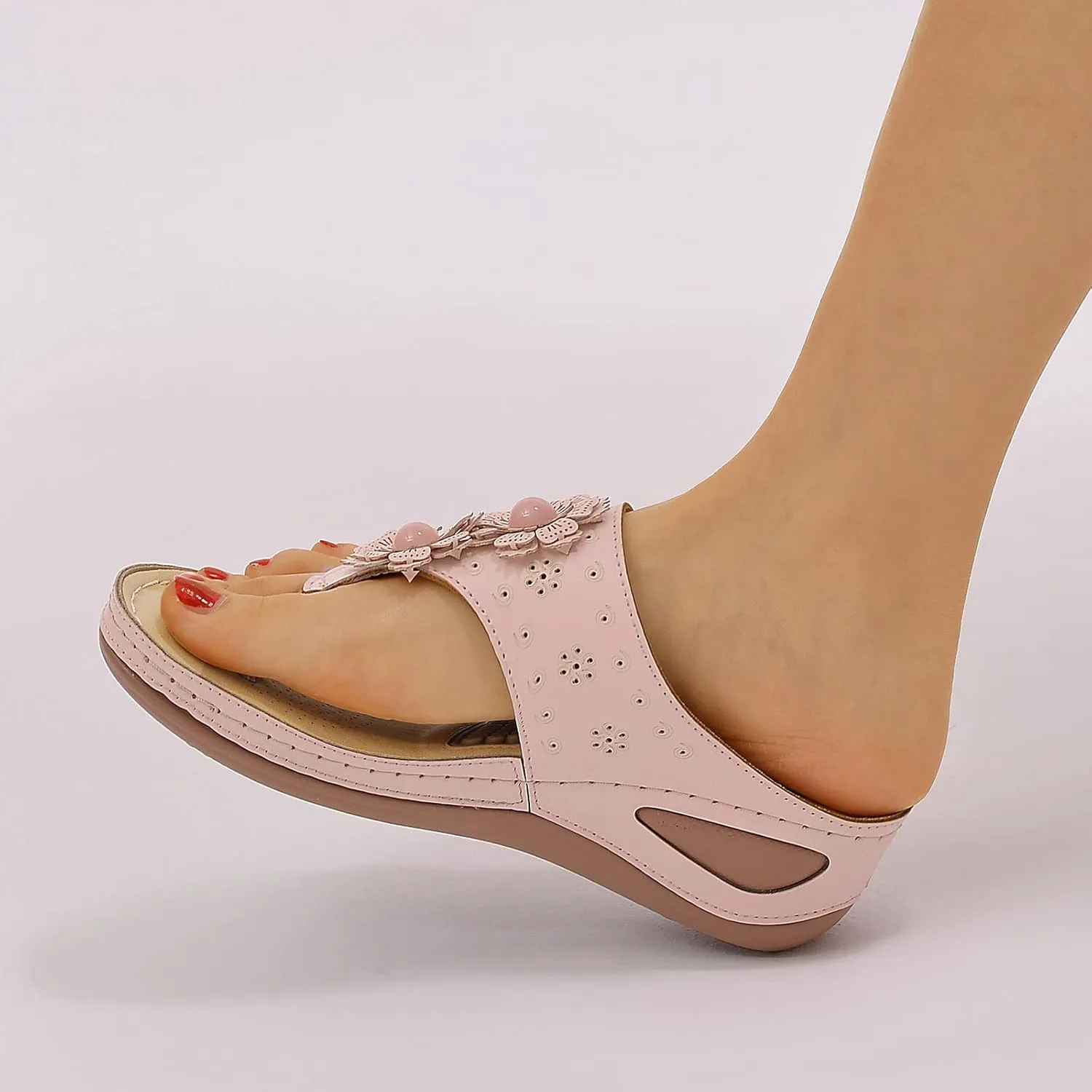 Womens Orthopedic Sandals with Toe Loop Flip Flops Beach Slides Platform Sandal Comfortable Arch Support Women's Orthotic Cushion Flip Flops Recovery Orthopedic Shoes for Woman Wide