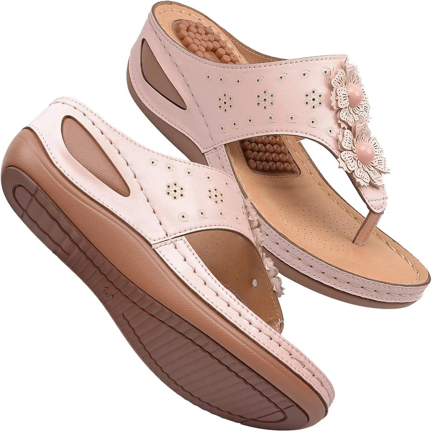 Womens Orthopedic Sandals with Toe Loop Flip Flops Beach Slides Platform Sandal Comfortable Arch Support Women's Orthotic Cushion Flip Flops Recovery Orthopedic Shoes for Woman Wide