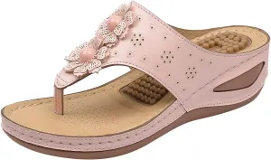 Womens Orthopedic Sandals with Toe Loop Flip Flops Beach Slides Platform Sandal Comfortable Arch Support Women's Orthotic Cushion Flip Flops Recovery Orthopedic Shoes for Woman Wide