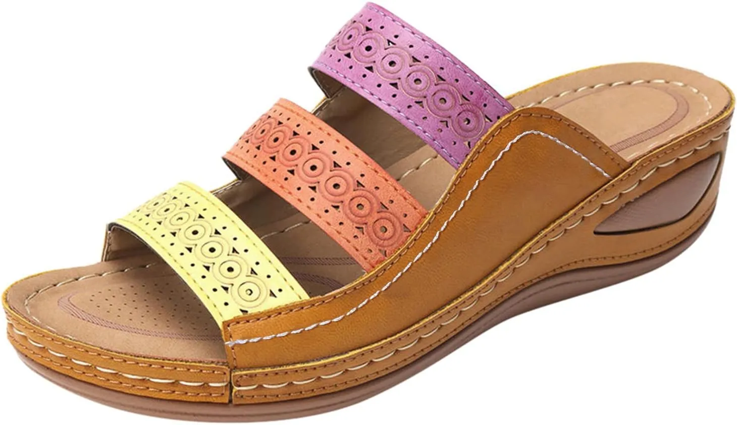 Womens Orthopedic Sandals with Toe Loop Flip Flops Beach Wedge Wedge Sandal Comfortable Arch Support Orthopedic Wedge Shoes for Woman Summer Dressy Women Dressy Orthopedic Shoe