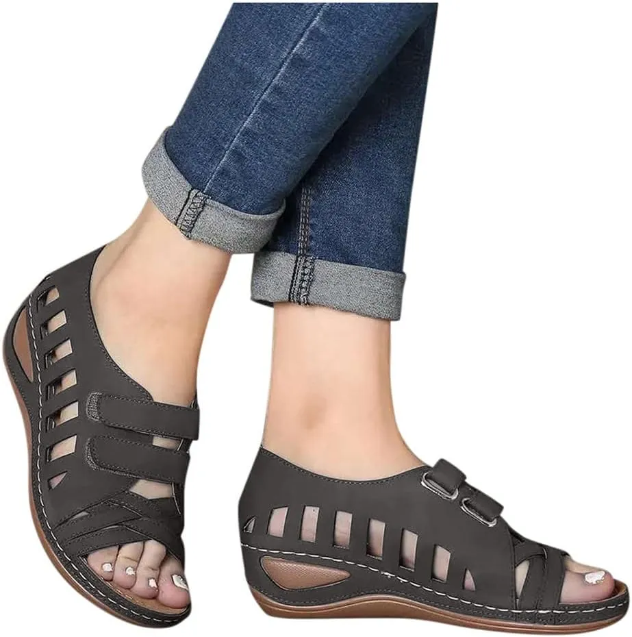 Womens Orthopedic Sandals with Toe Loop Flip Flops Beach Wedge Wedge Sandal Comfortable Arch Support Orthopedic Wedge Shoes for Woman Summer Dressy Women Dressy Orthopedic Shoe