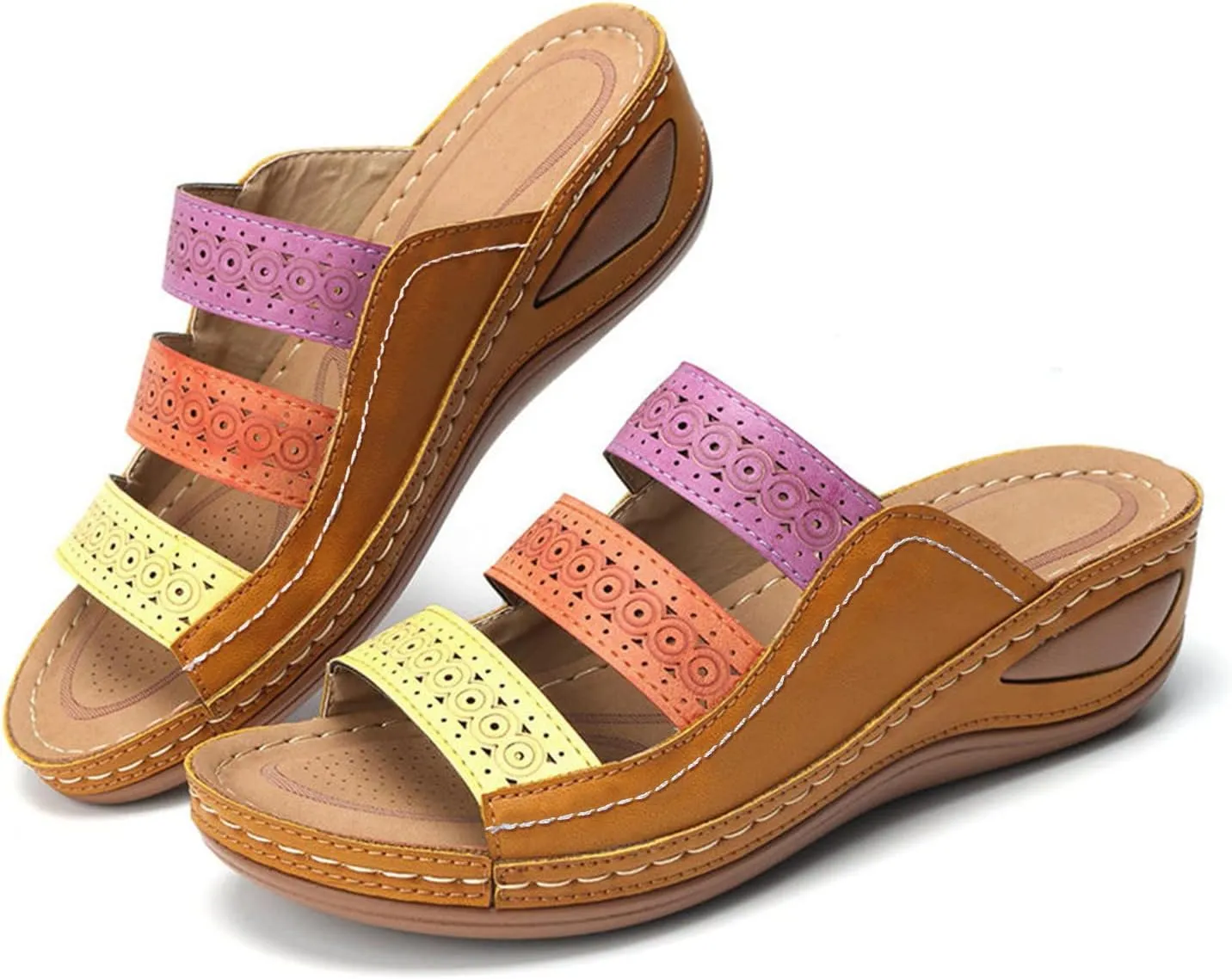 Womens Orthopedic Sandals with Toe Loop Flip Flops Beach Wedge Wedge Sandal Comfortable Arch Support Orthopedic Wedge Shoes for Woman Summer Dressy Women Dressy Orthopedic Shoe