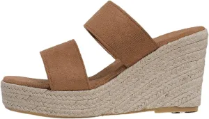 Womens Platform Espadrilles Slip On Wedge Sandals Casual Summer Open Toe Slippers High Heel Wedges Shoe Mules