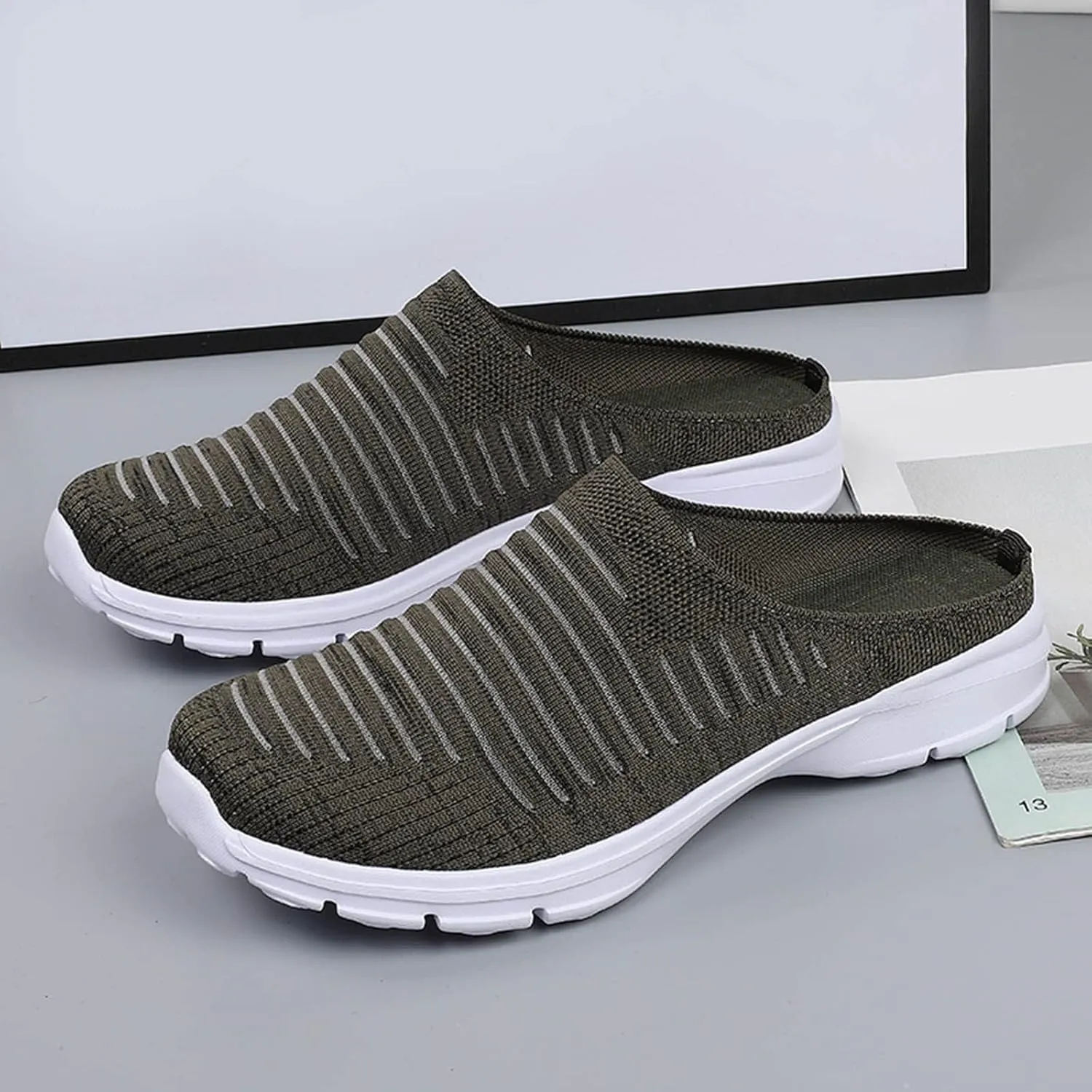 Women's Slip-on Mule Sneakers Lightweight Non Slip Work Shoes Women Winter Casual Slip On Shoes White Sneakers Platform Tennis Shoe Trainers Shoe