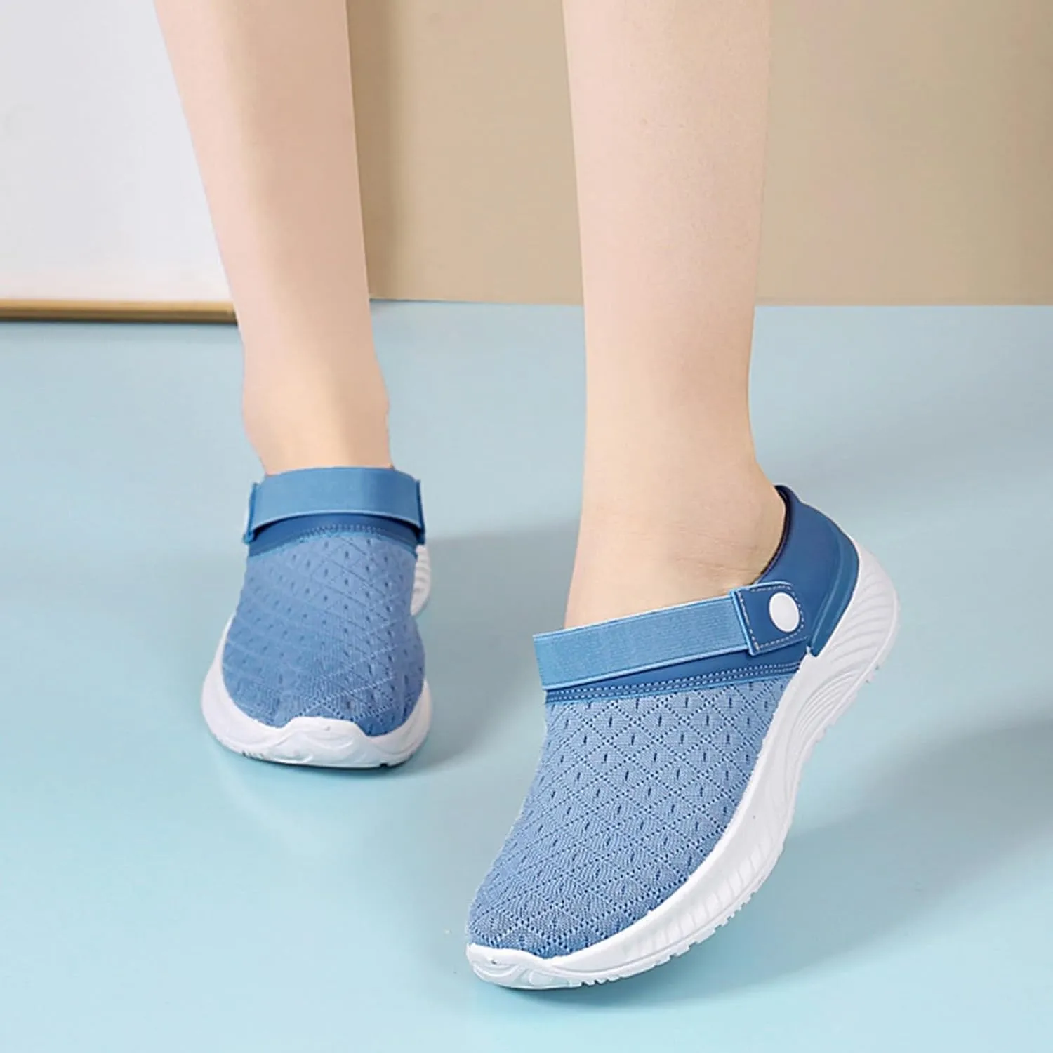 Womens Summer Breathable Mesh Slippers Walking Shoes Women Cute Woman Shoes Casual Women's Fashion Sneakers Red Tennis Shoe Loafers Casual Slip On