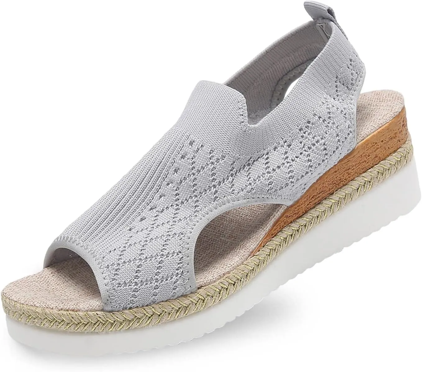 Women's Summer Fashion Fish Mouth Cloth Elastic Sandals A Slip On Platform Wedge Wedges Women Sandals
