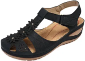 Womens Wedge Sandals Summer Closed Toe for Women Dressy Wedges Casual Hollow Out Orthopedic Shoes Comfy Bohemia Gladiator Ankle Strap Slip On Platform Sandals Comfort Orthotic Breathable Sandal