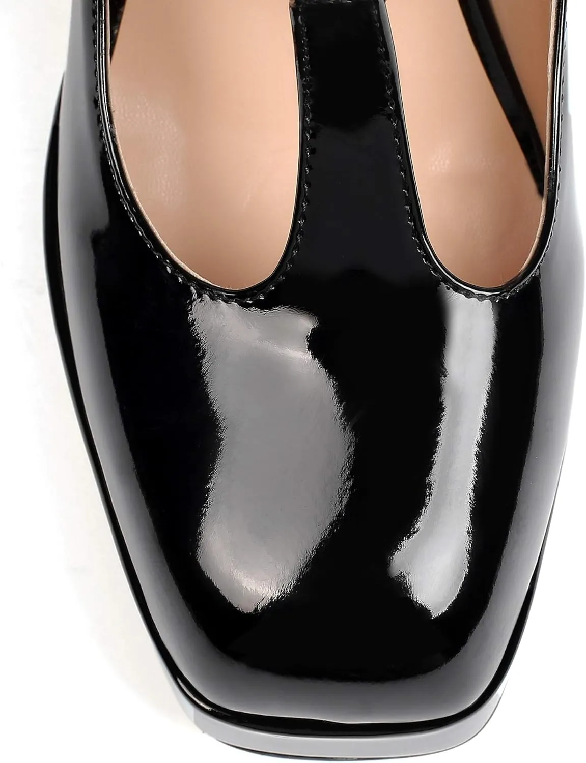 YODEKS Women's High Heels Square Toe Mary Jane Pumps Chunky Heel Platform Dress Shoes