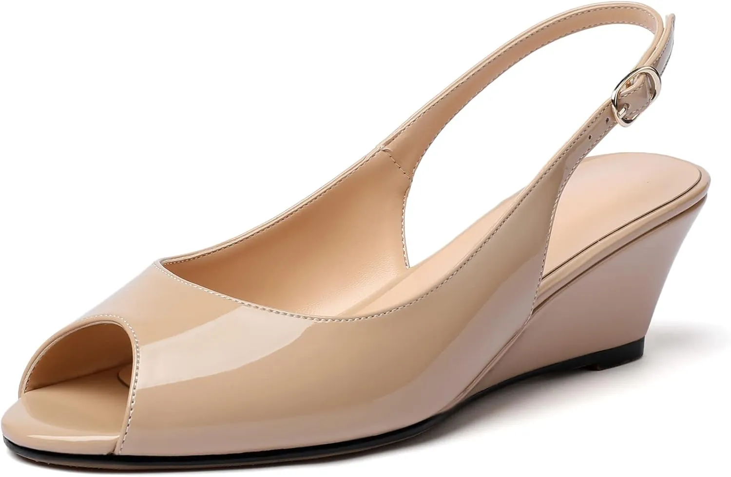 YODEKS Womens Wedges Peep Toe Low Heel Pumps 2 Inch Slingback Sandals Shoes