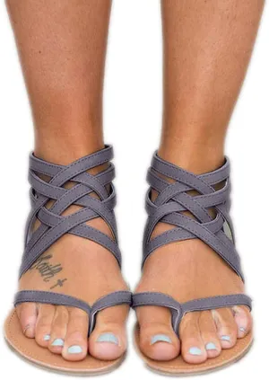 ZBYY Women's Summer Strappy Flat Sandals,Crisscross Gladiator Flat Sandals Casual Summer Thong Strappy Beach Shoes